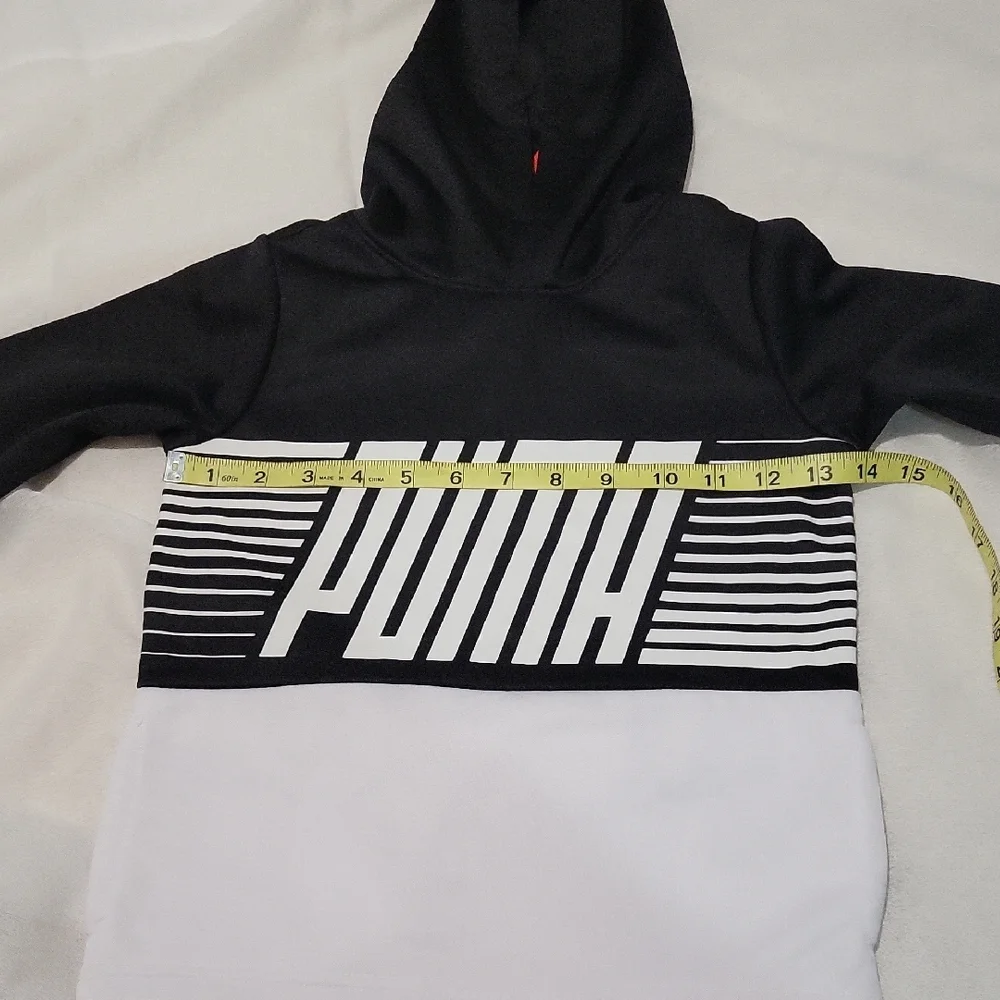 Puma Monochrome Striped Hoodie With Pockets Size Kids 5 - Picture 6 of 8